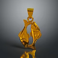 Golden Metal Hardware Pendant With Double Fish Design And Shiny Surface