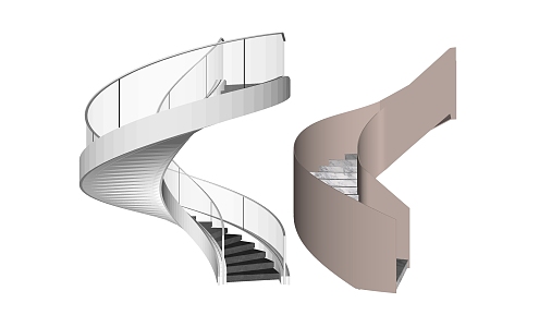 revolving stair handrail stair metal stair glass stair 3d model