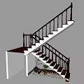Modern Interior Staircase Design With Dark Wood Railing White Steps And Potted Plant
