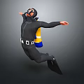 Scuba Diver In Diving Suit Exploring Marine Life Underwater With Outstretched Arms And Fins 3d model
