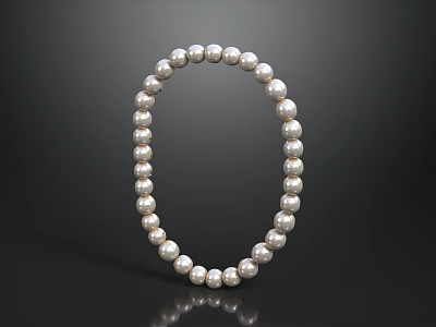 Elegant Round Pearl Bracelet With Shiny White Pearls On Black Background 3d model