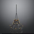 Multi Tier Metal Chandelier With Candle Shaped Lights And Hanging Chain