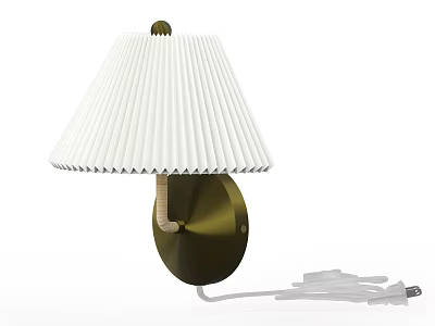 Modern Wall Lamp With White Pleated Lampshade And Brass Base Design 3d model
