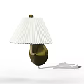 Modern Wall Lamp With White Pleated Lampshade And Brass Base Design