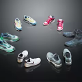 Various Styles Of Casual And Sports Shoes With Different Colors And Designs For Daily Wear