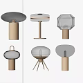 Assorted Modern Table Lamps With Unique Shades And Diverse Base Designs 3d model