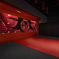 Ancient Chinese Architecture With Traditional Curved Roof Red Pillars Red Doors And Red Carpet