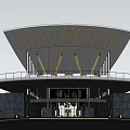 Modern Sales Office Building Featuring Unique Roof Design Glass Facade And Entrance Area