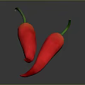 Vibrant Fresh Red Chili Peppers With Green Stems On Dark Reflective Background For Healthy Cooking