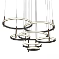 Modern Black And White Chandelier With Multiple Circular Rings Sleek Design 3d model