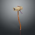 Handmade Hammer With Wooden Handle Rope Wrapped Head And Colored Strings 3d model