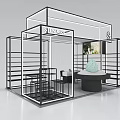Modern SLENDER Exhibition Booth With Black Metal Frame Display Counter And Chairs