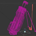Black And Red Striped Golf Bag With Tripod Stand Golf Club Tee And Ball