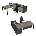 Modern Office Desk Workspace With Ergonomic Chair Laptop And Storage Drawers