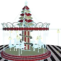 Amusement Park Carousel With Christmas Tree Decoration 3d model
