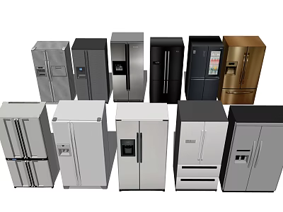 Refrigerators and Freezers with Various Modern Styles Multiple Color Options and Designs 3d model