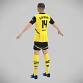 Game Movie Character Standing In Yellow Black Football Jersey With Number 14 And Blue Cleats