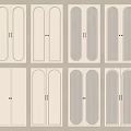 White Cabinet Doors With Various Designs Glass Panels And Golden Handles