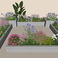 Beautiful Plant Combinations in White Planters with Purple Pink White Blooms and Green Foliage