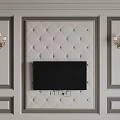 Elegant Tufted TV Background Wall With Quilted Panel And Gold Wall Sconces