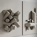 Modern Wall Decor With Cylindrical Modules In Minimalist Design On Beige Wall 3d model