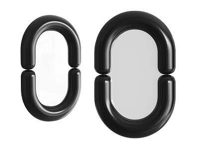 Black Modern Mirrors With Oval Shape And Sleek Frame For Home Decor 3d model