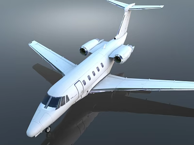 Sleek White Private Jet With Twin Engines Streamlined Design And Surface Reflection 3d model