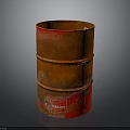 Rusty Red Santos Barrel With Cylindrical Shape And Weathered Surface
