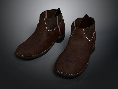 Comfortable Brown Ankle Boots With Leather Material And Stitched Casual Design 3d model