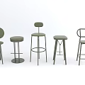 Modern Green Bar Stools With Various Designs Unique Backrests And Stable Bases 3d model