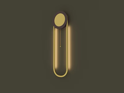 Sleek Modern Wall Light with Circular Base and Long Curved Illuminated Strip 3d model