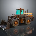 Heavy Duty Front Loader Vehicle with Orange Body Large Bucket and Big Tires
