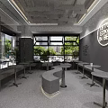 Modern Milk Tea Shop Interior Design With Round Tables High Stools And Drink Display Shelves