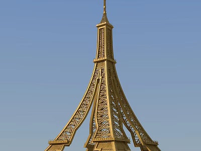Golden Eiffel Tower Decorative Ornament Set For Stylish Home Decoration 3d model