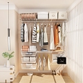 Modern Wardrobe Walk-in Metal Cloakroom Metal Wardrobe Chandelier Clothes dress Women's Bag Bag Quilt Storage Basket 3d model