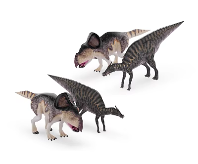 Detailed Reptile Dinosaur Models With Colorful Striped Bodies And Various Species Design 3d model