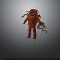 Red Astronaut Suit With Tentacles And Helmet Decorative Design Elements 3d model