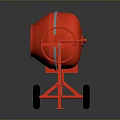 Red Portable Concrete Mixer With Motor Unit And Wheels For Construction Work 3d model