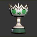 Decorative Furniture Trophy Featuring Green Polka Dots Silver Wing Handles And White Orange Design