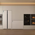 Modern Kitchen With Built In Refrigerator Ovens And White Cabinets Appliances