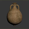 Ancient Terracotta Jar With Two Handles And Rounded Textured Body 3d model