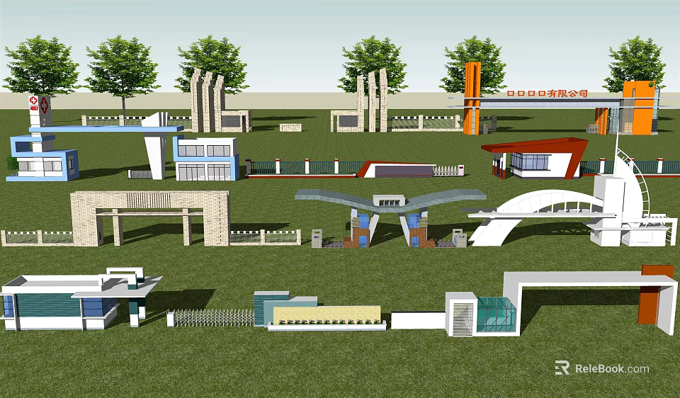 Modern Entrance Gate Designs With Various Architectural Structures And Styles 3d model 