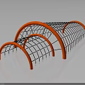 Heavy Duty Equipment With Red Arc Frames Black Mesh And Multiple Curved Structures