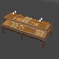 Wooden Multi tiered Display Shelf Showcasing Neatly Arranged Assorted Bread Products 3d model
