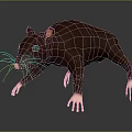 3D Model Brown Rat With Pink Ears White Paws And Black Eyes On Black Background
