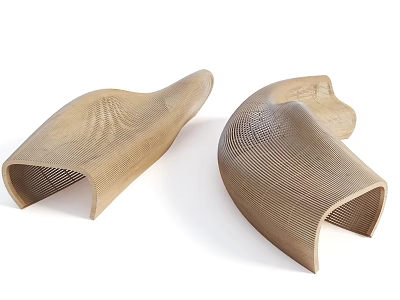 Modern Outdoor Landscape Seats With Unique Curved Woven Pattern And Ergonomic Design 3d model