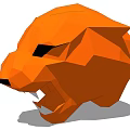 Stylish Orange Low Poly Lion Head Wall Decor For Modern Home 3d model