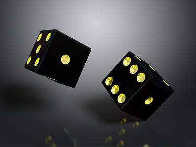 Black Dice With Yellow Dots Practical Household Items For Games And Entertainment 3d model