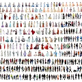 Diverse Group of People with Various Outfits and Poses in Illustration Collection