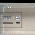 Modern Interior Space With Glass Partition Digital Screens LED Strips And Minimalist Walls